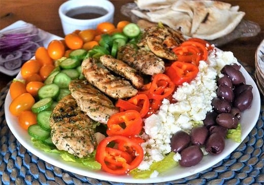 Rainbow Greek Chicken Salad